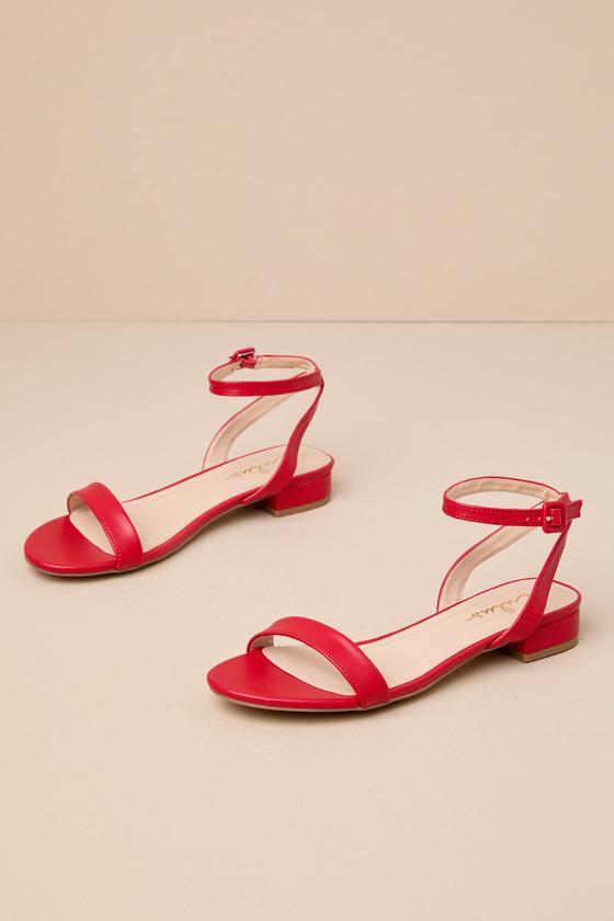 Darryian Red Ankle Strap Sandals Product Image