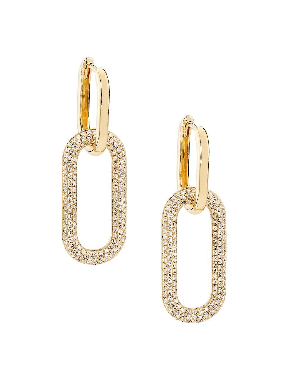 Womens 14K Yellow Gold & 0.71 TCW Diamond Oval-Link Drop Earrings - Gold - Gold Product Image