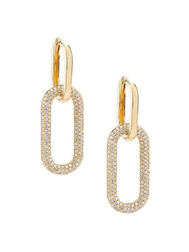 Womens 14K Yellow Gold & 0.71 TCW Diamond Oval-Link Drop Earrings - Gold - Gold Product Image