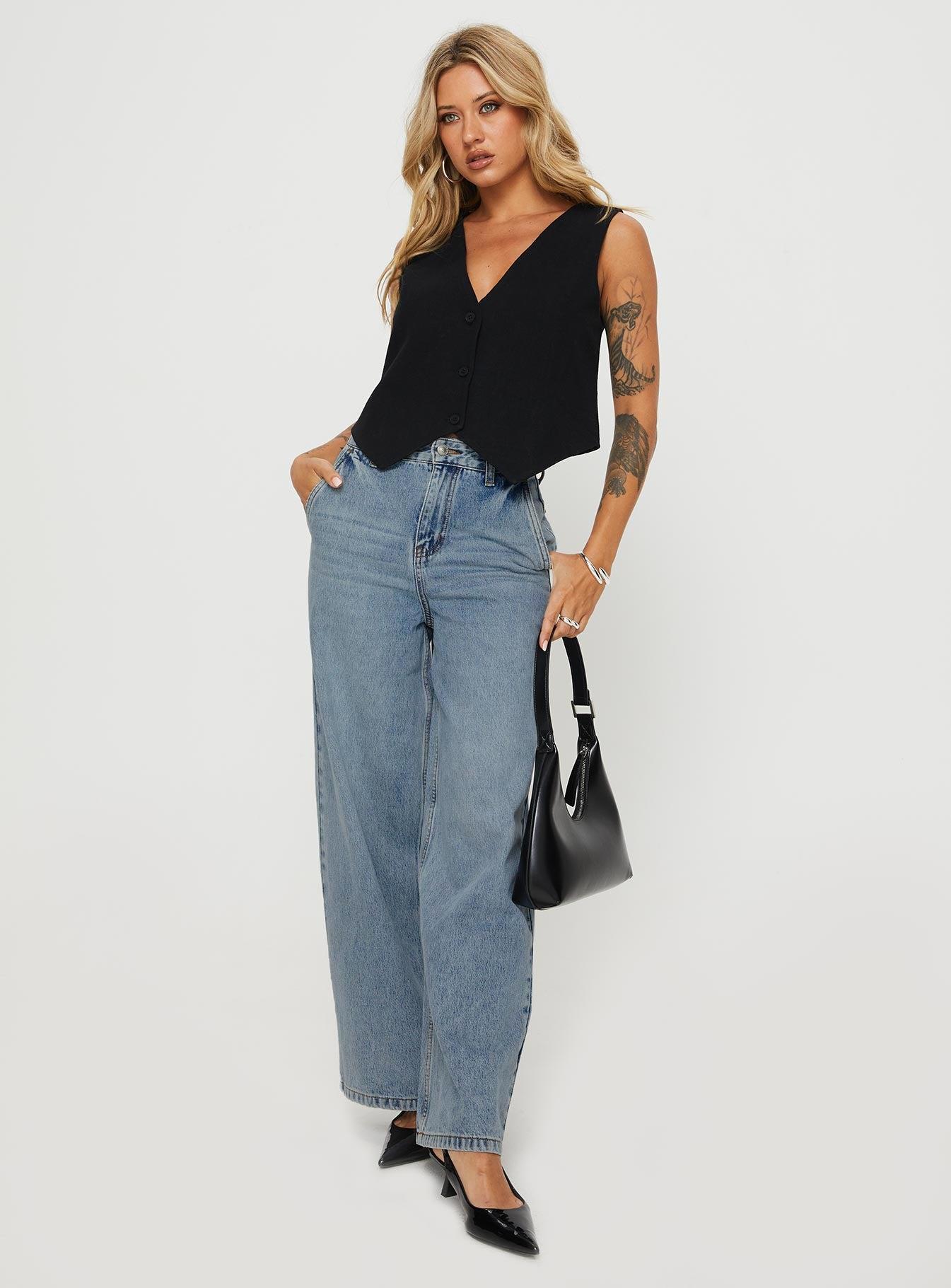 Jewelz Wide Leg Jeans Light Wash Product Image