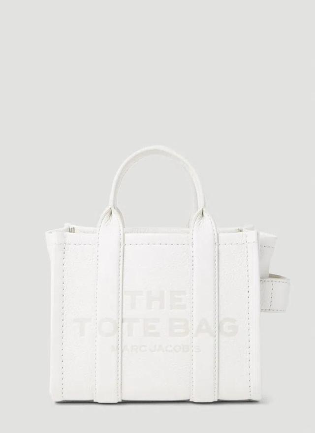 MARC JACOBS Ivory Leather Micro Tote Bag In White Product Image