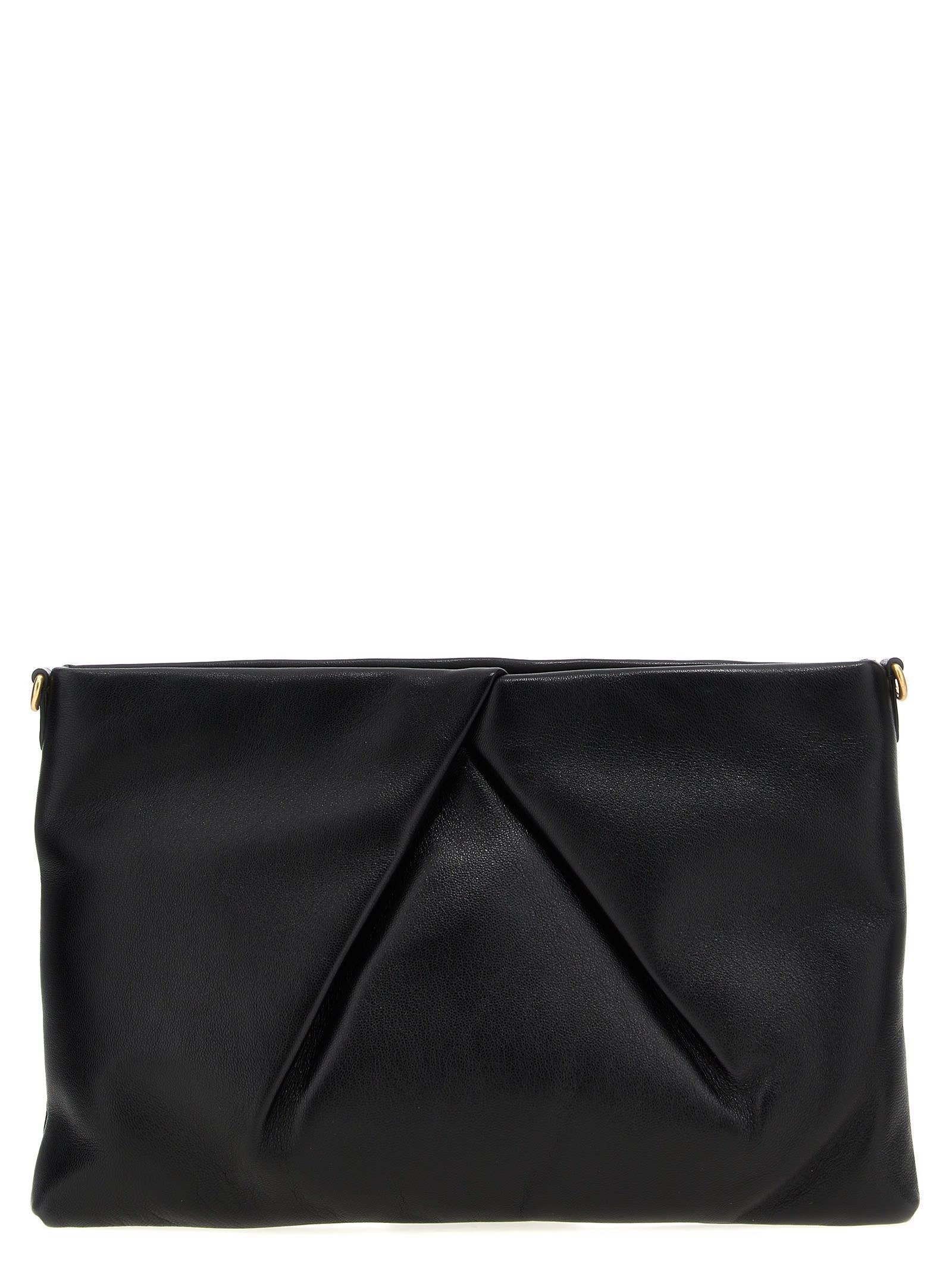 DRIES VAN NOTEN Logo Leather Clutch Bag In Black Product Image