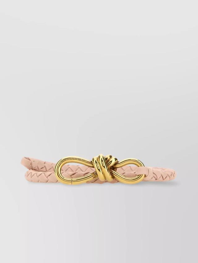 Andiamo Leather Belt With Textured Finish And Braided Design Product Image