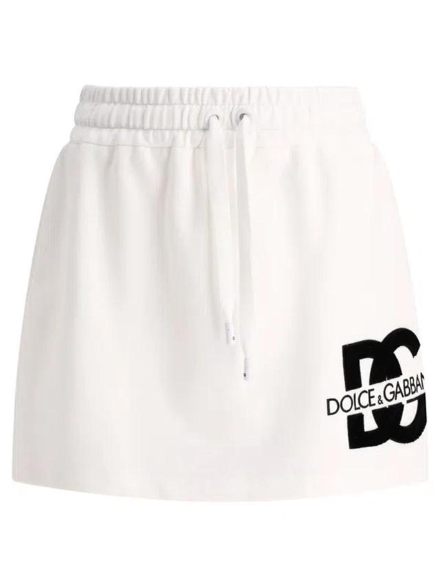 Dg Logo Mini Skirt In White Product Image