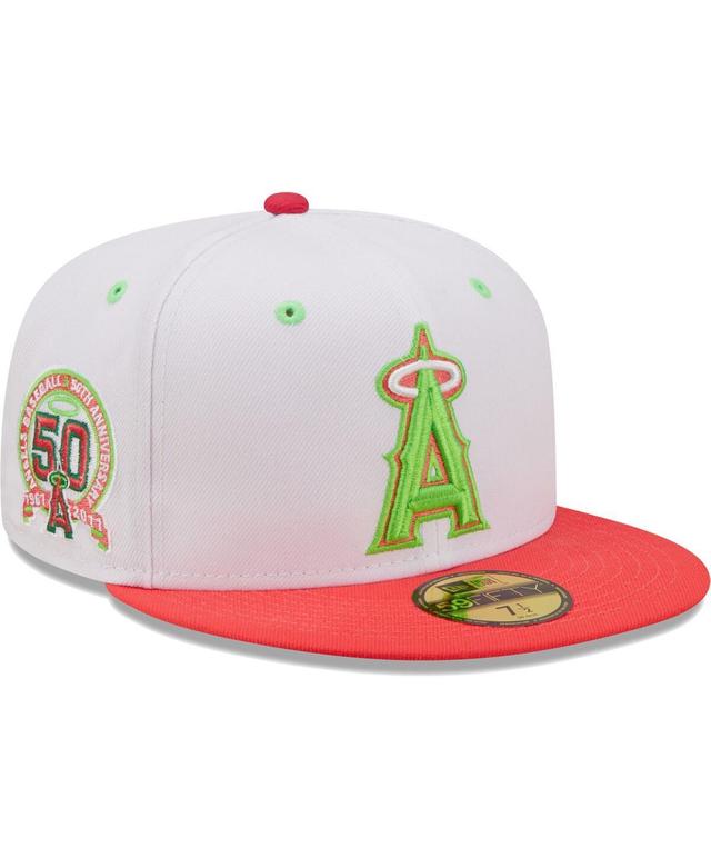 Mens New Era White Los Angeles Angels 50th Anniversary Strawberry Lolli 59FIFTY Fitted Hat - White Product Image