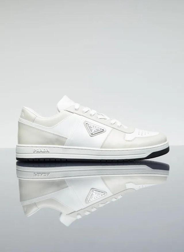 PRADA Downtown Leather Sneakers In Cream Product Image