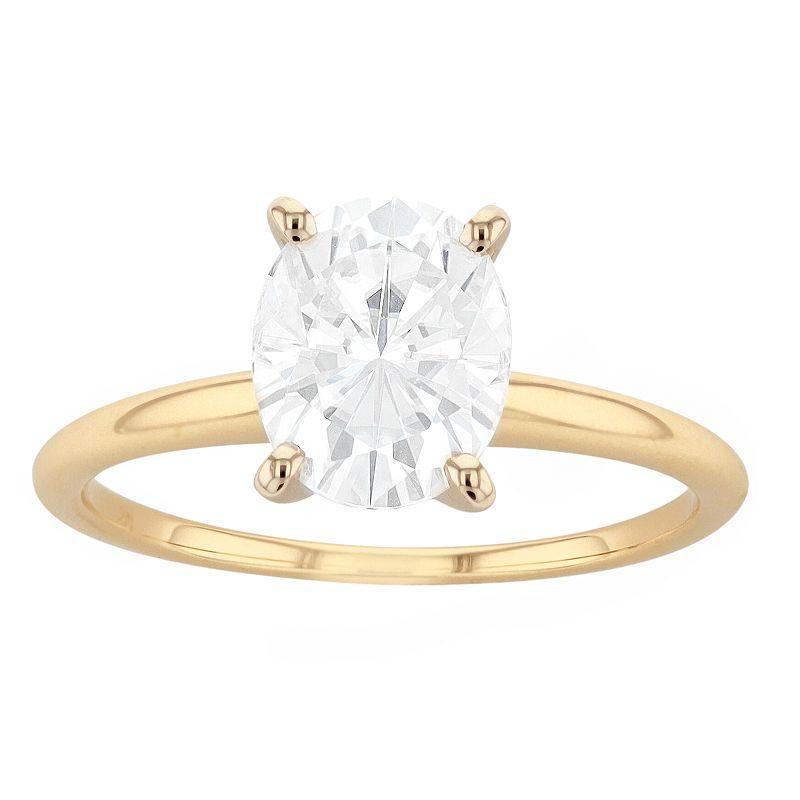 Radiant Fire 14k Gold Oval Lab-Created Moissanite Solitaire Ring, Womens White Product Image