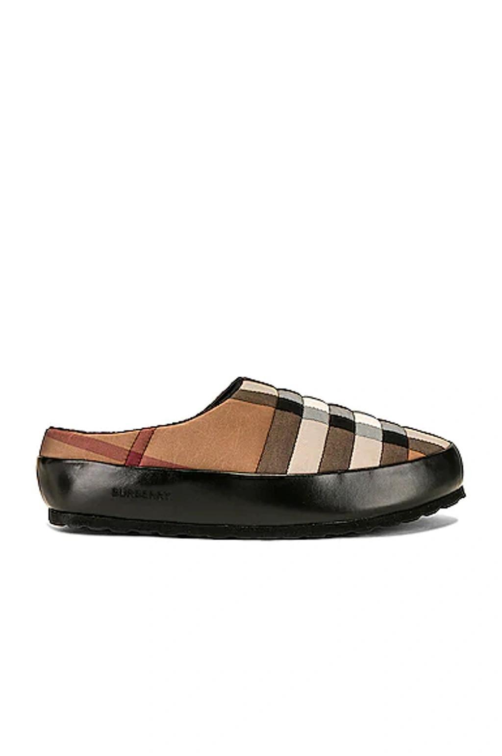 Leather-trimmed Quilted Checked Shell Backless Slip-on Sneakers In Birch Brown Product Image