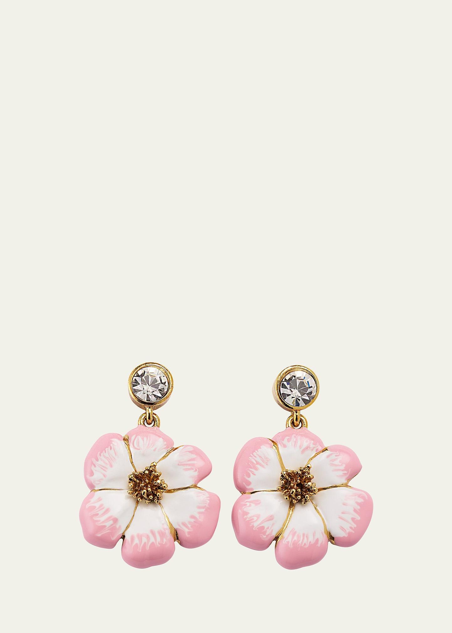 Crystal Enamel Flower Drop Earrings Product Image