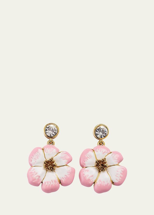 Crystal Enamel Flower Drop Earrings Product Image