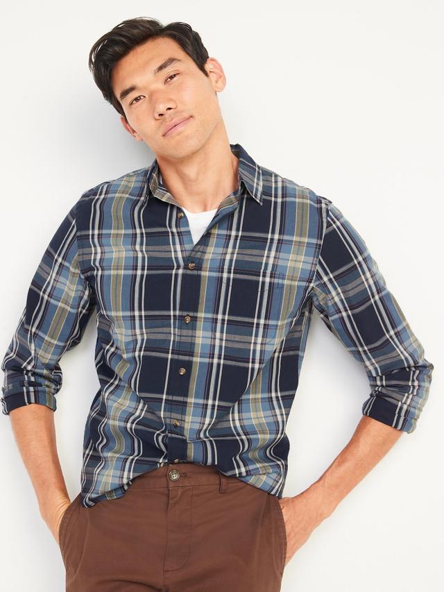 Old Navy Slim-Fit Built-In Flex Everyday Shirt for Men - Navy Plaid - male - Size: XXXXL Product Image