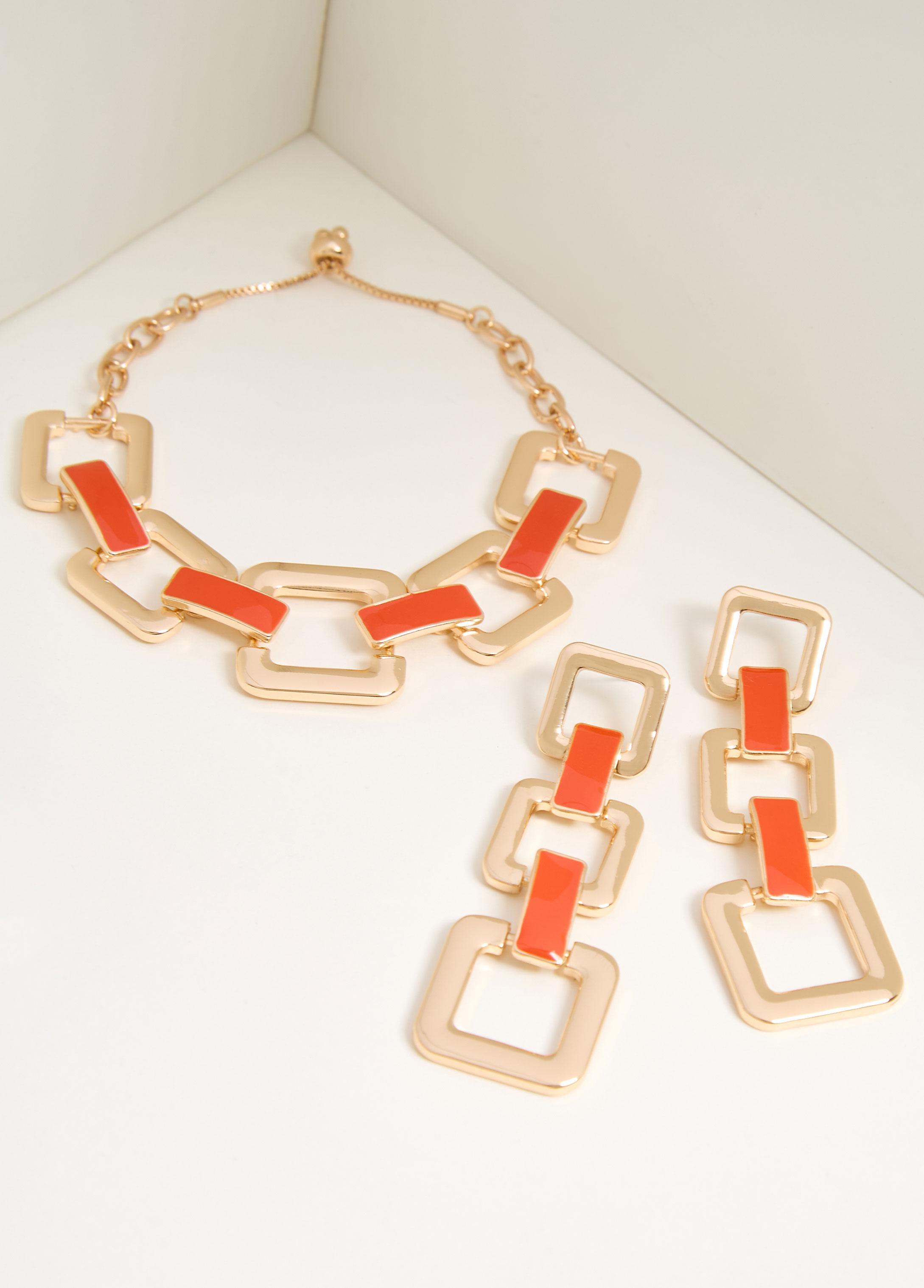 Chain Link And Enamel Bracelet Set Product Image