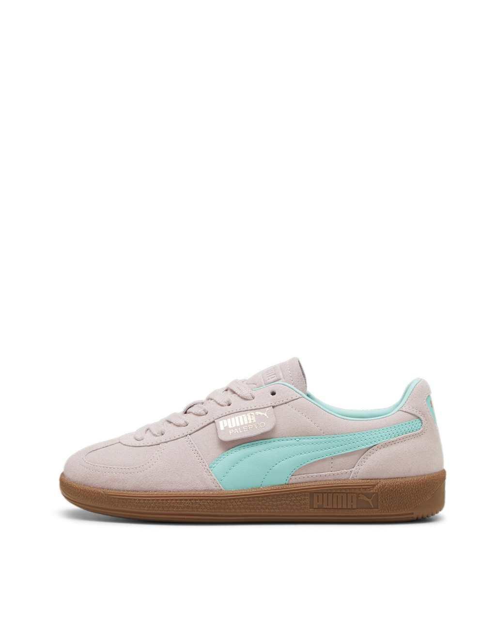 PUMA Palermo sneakers with gum soles in pink and blue Product Image