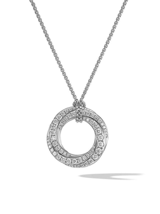 Womens Pav Crossover Pendant Necklace in 18K White Gold with Diamonds Product Image