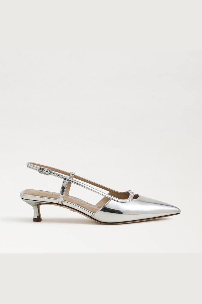 Toni Slingback Kitten Heel - Soft Silver Metallic Product Image