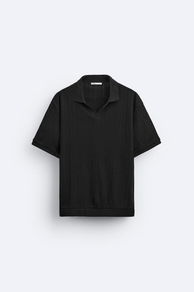 STRUCTURED POINTELLE POLO SHIRT Product Image