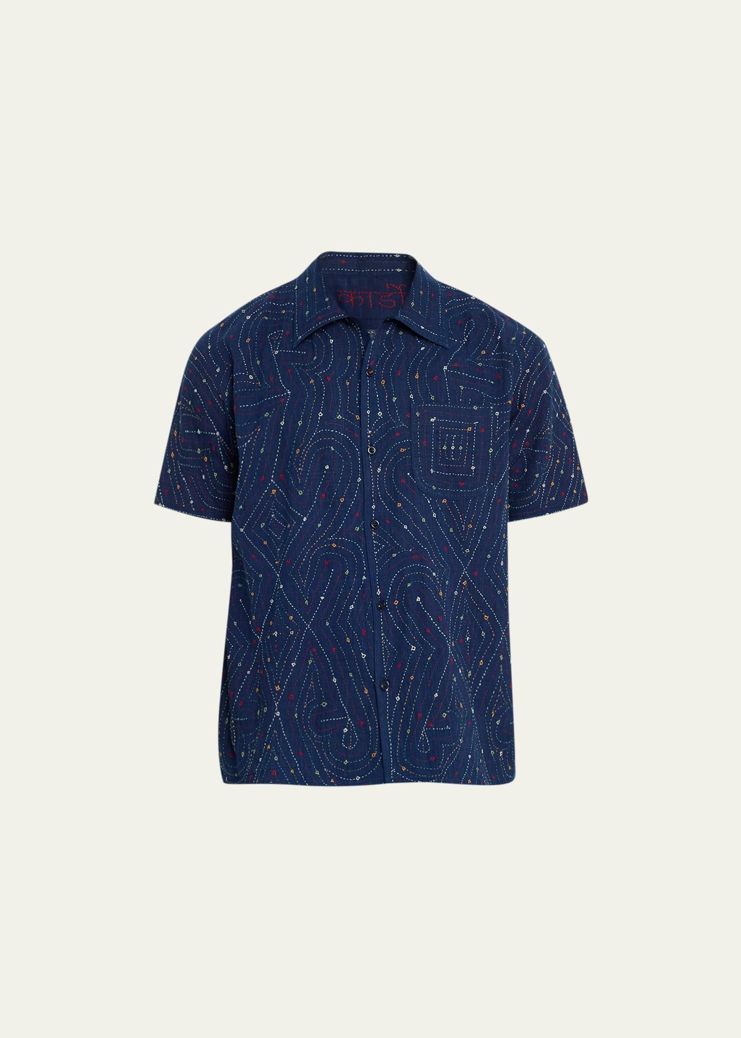 Mens Kantha Embroidered Sport Shirt Product Image