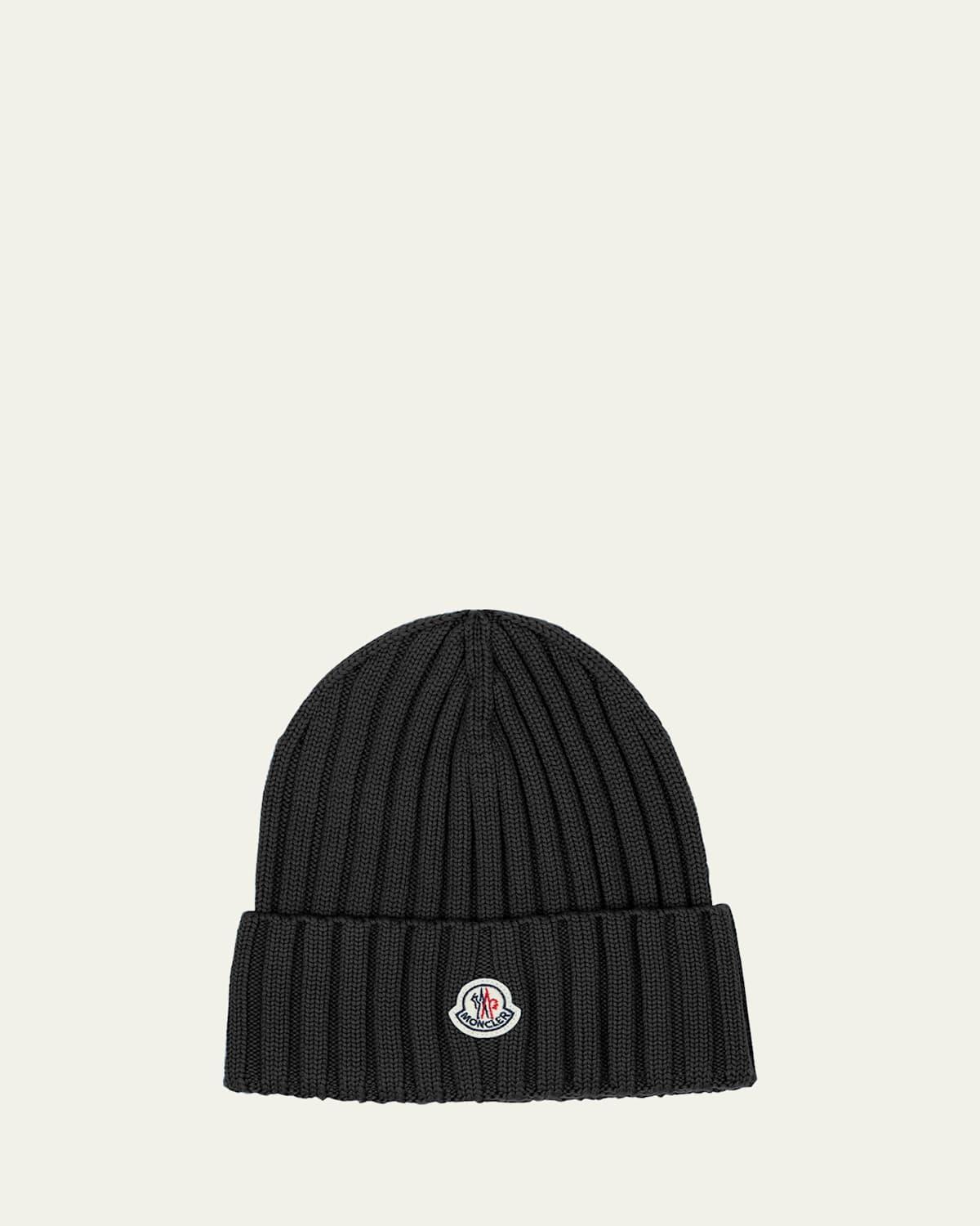 Womens Wool Ribbed Knit Logo Beanie Product Image