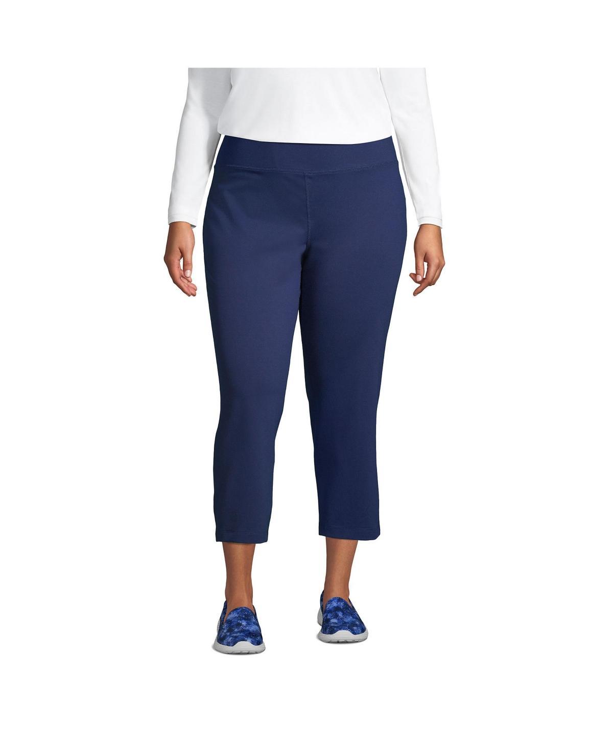 Plus Size Lands End Active Crop Yoga Pants, Womens Deep Blue Product Image