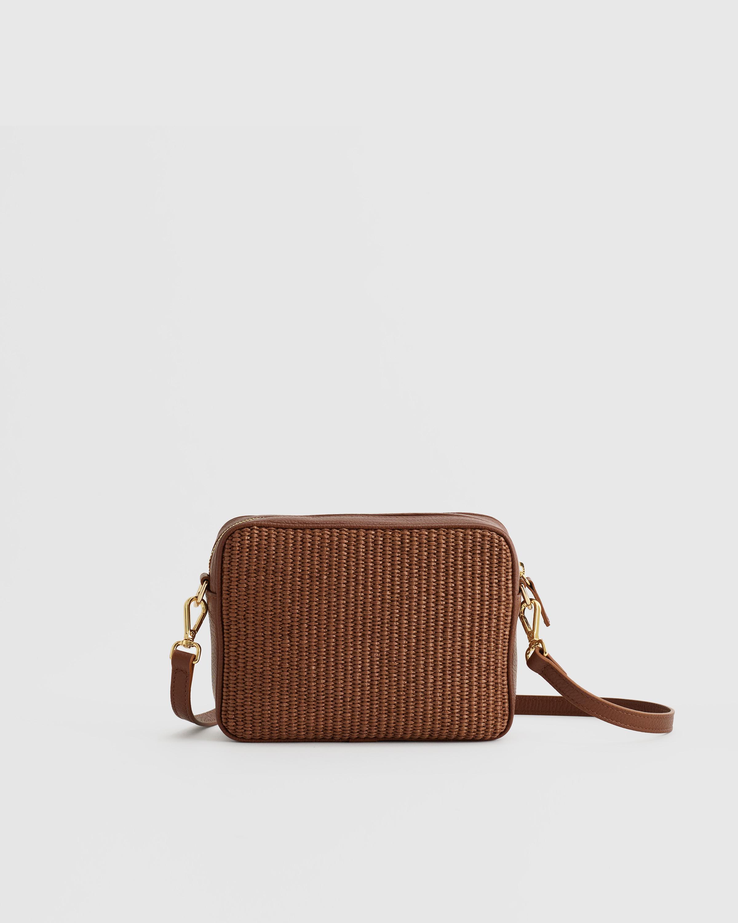 Italian Leather & Raffia Crossbody Product Image