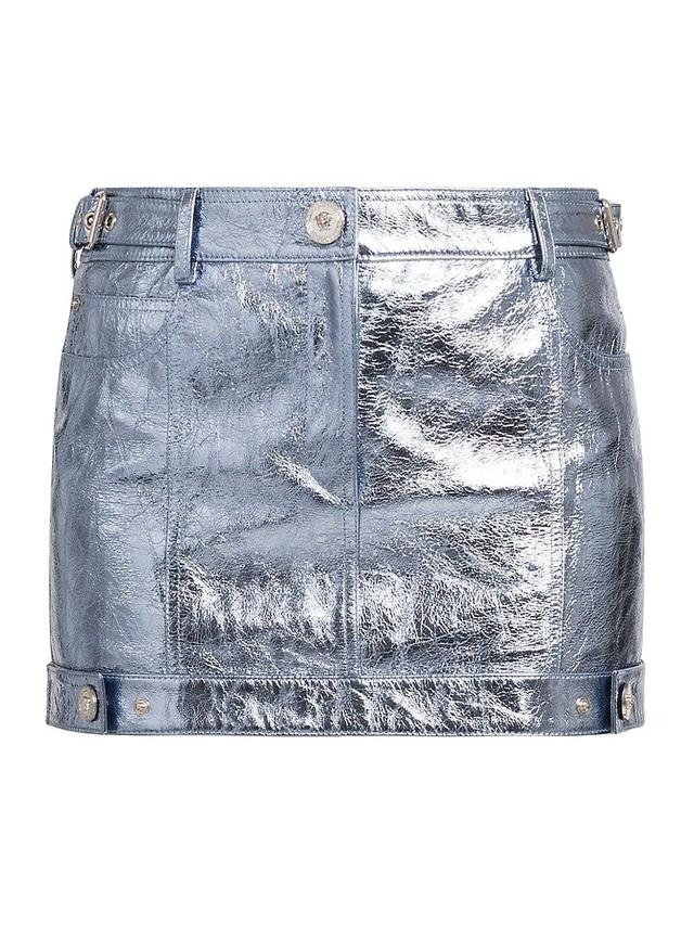 Womens Laminated Leather Micro Miniskirt Product Image