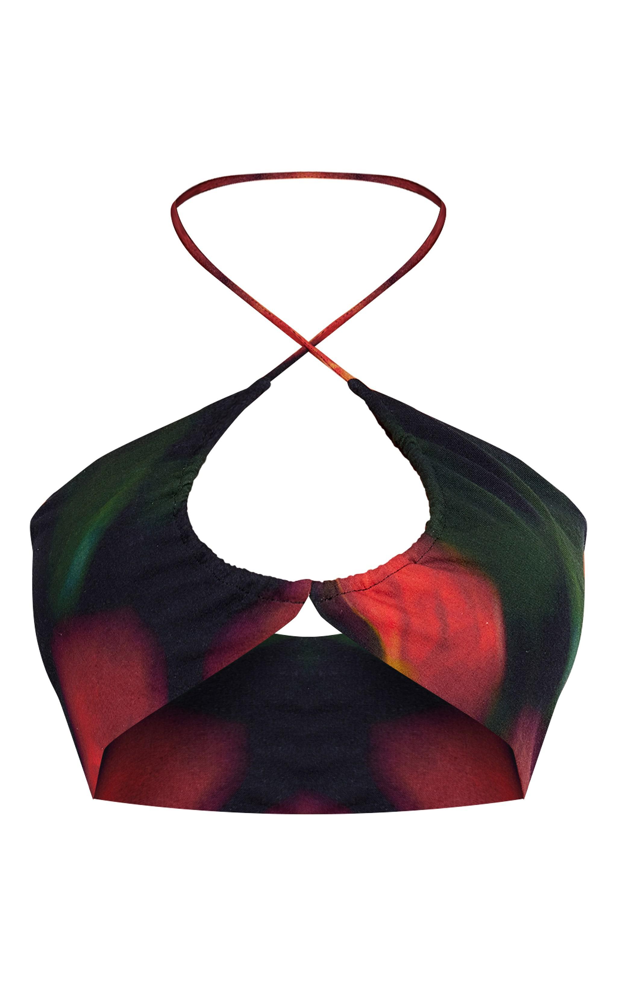 Black Printed Ring Bralet Crop Top Product Image