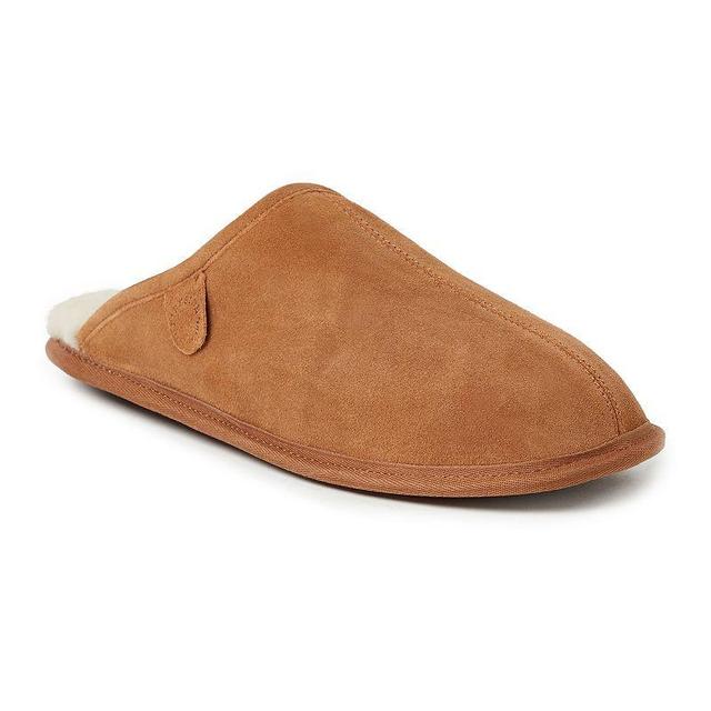 Fireside By Dearfoams Warwick Wool-Lined Mens Scuff Slippers Brown Product Image