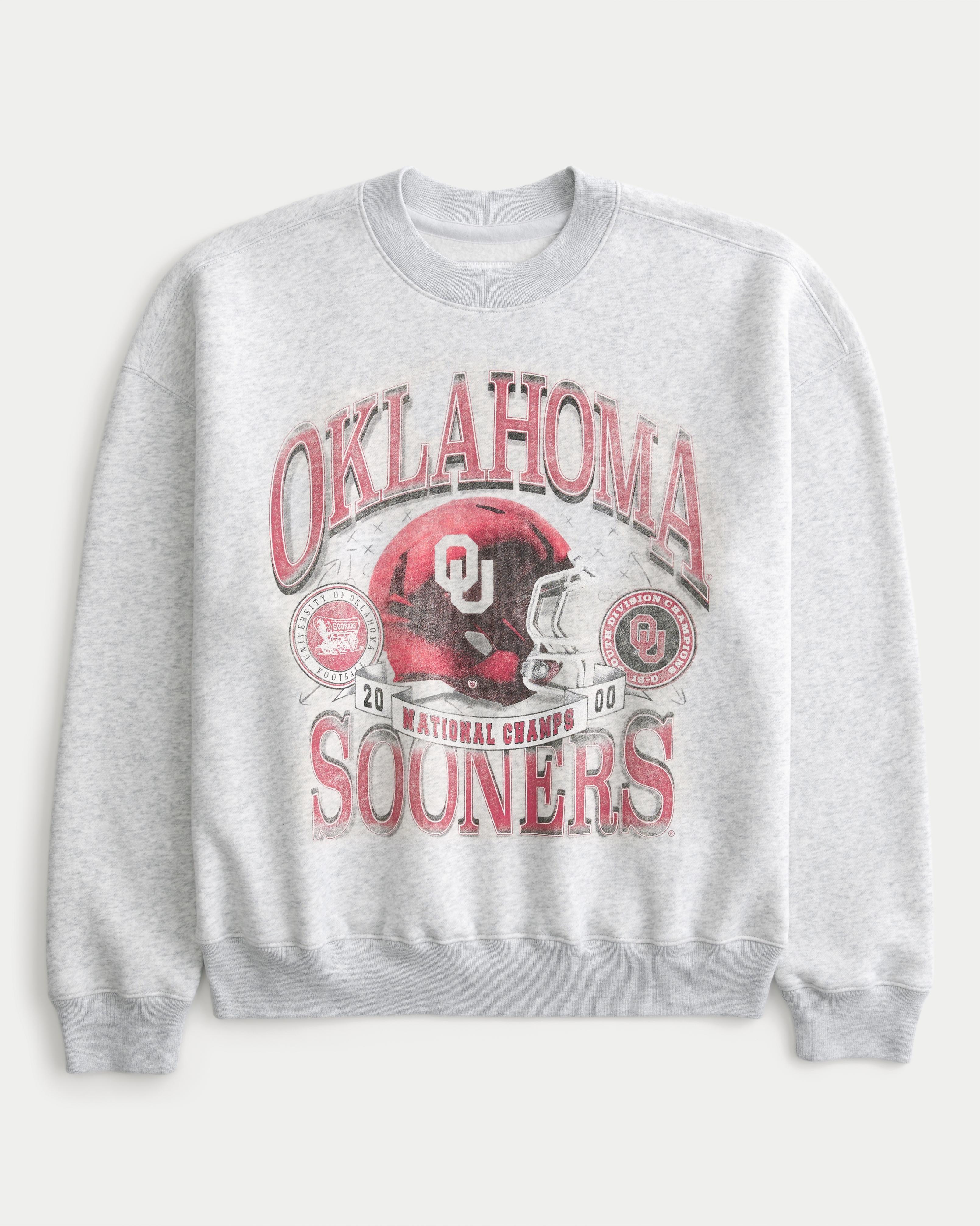 Boxy University of Oklahoma Sooners Graphic Crew Sweatshirt Product Image