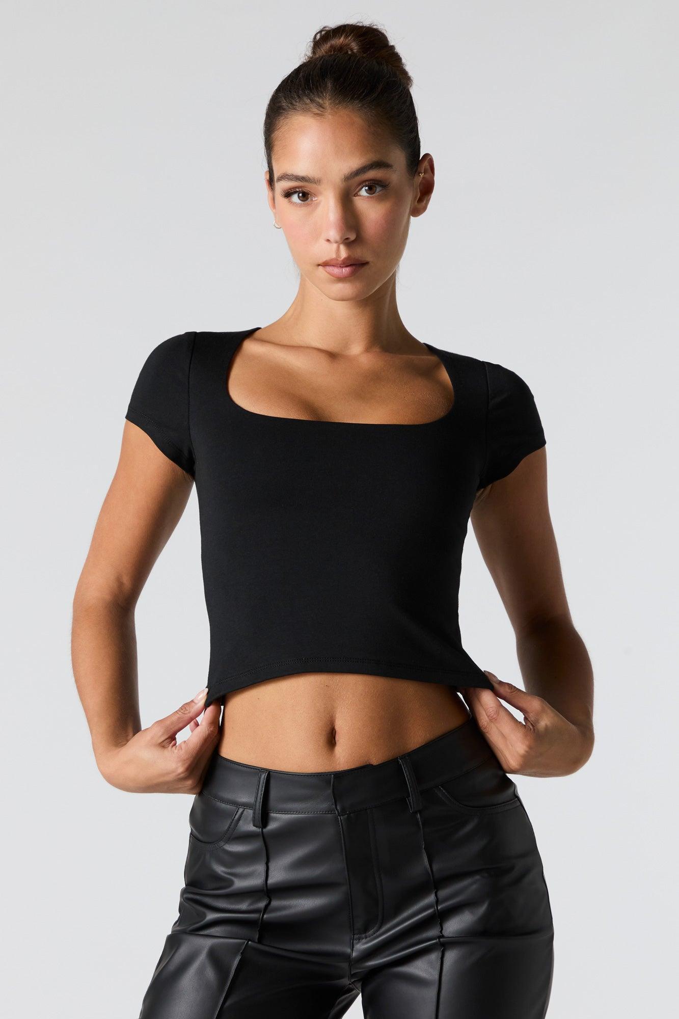 Contour Square Neck Cropped T-Shirt Female Product Image