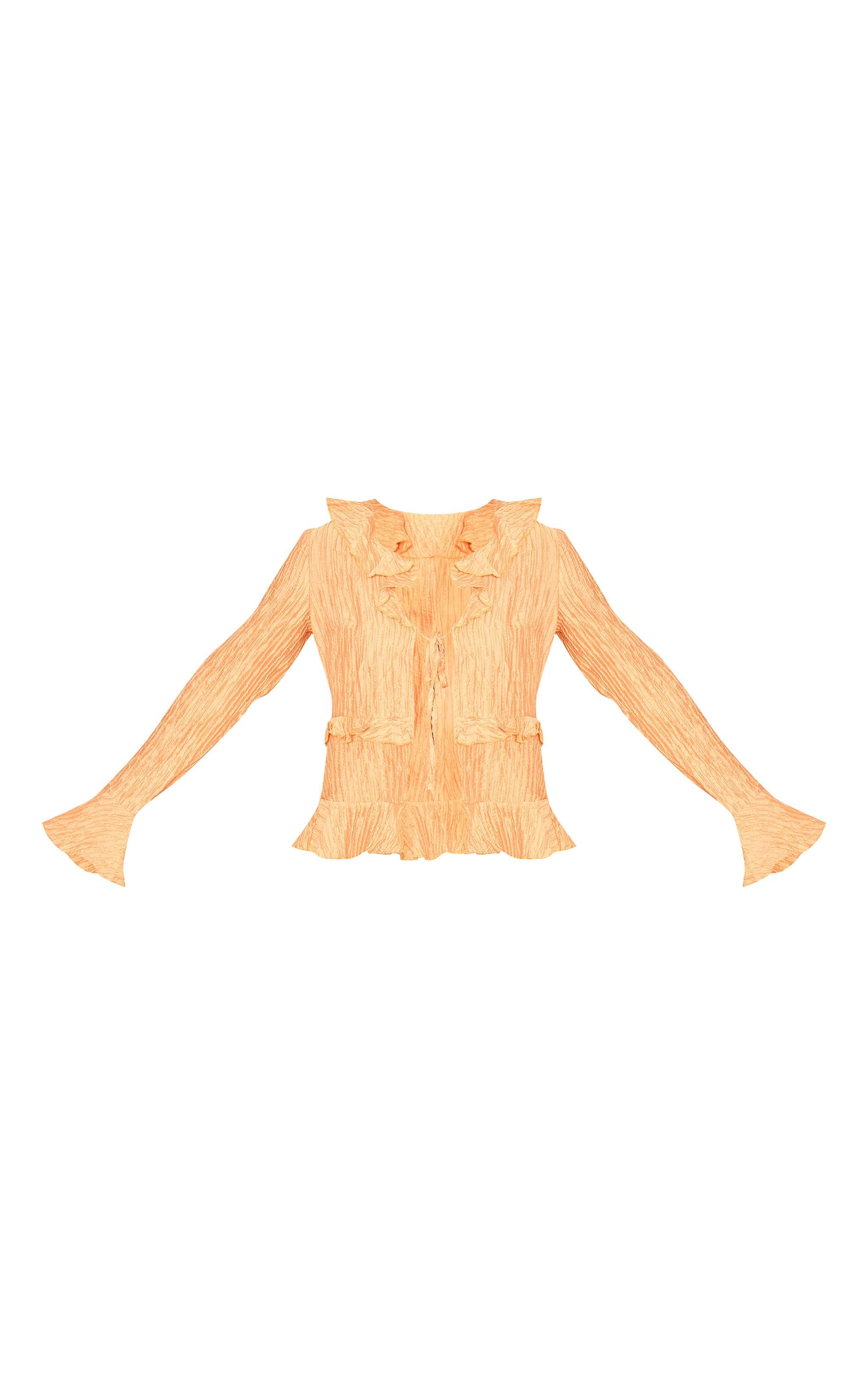 Orange Tiered Ruffle Flute Sleeve Top Product Image