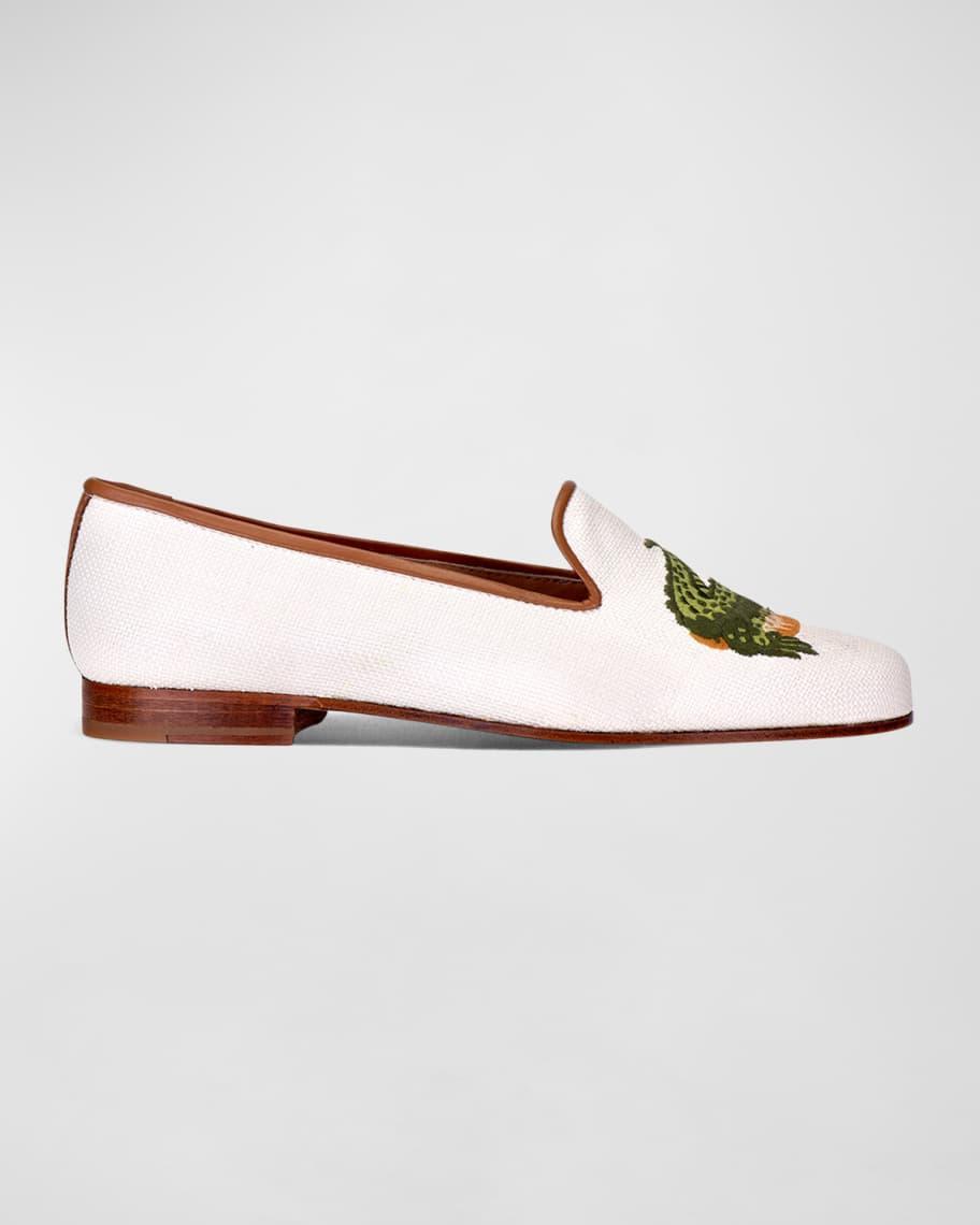 Mens Embroidered Alligator Raffia Loafers Product Image