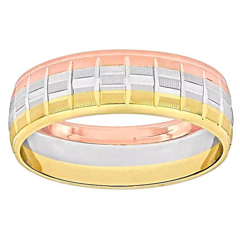 Stella Grace Tri-Tone 10k Gold 6 mm Woven Motif Wedding Band, Womens 10k  Tone Product Image