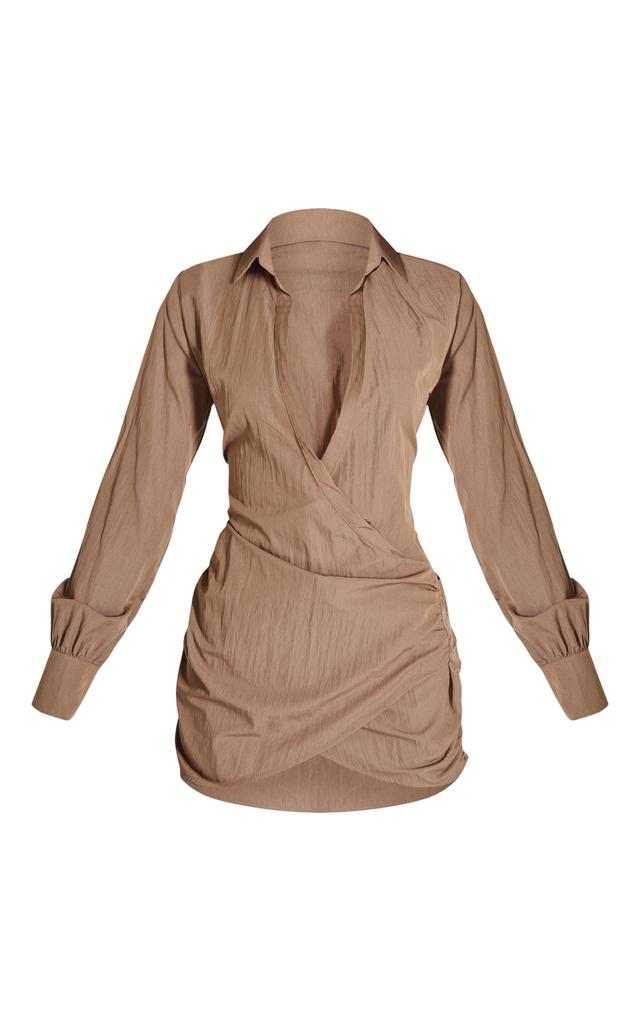 Khaki Wrap Detail Shirt Dress Product Image