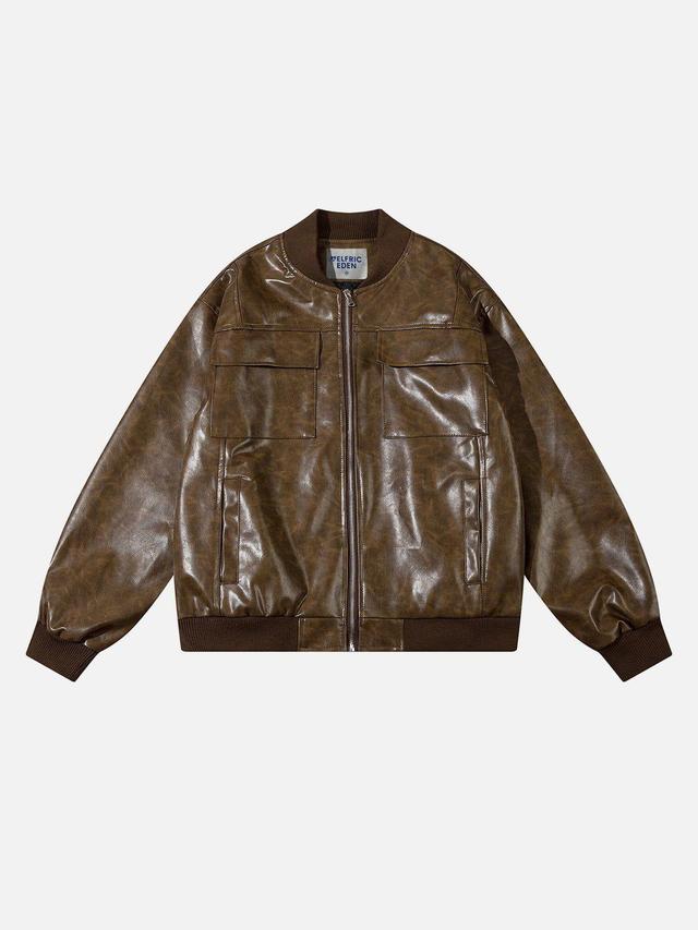 Aelfric Eden Vintage Essential Texture Faux Leather Jacket Product Image