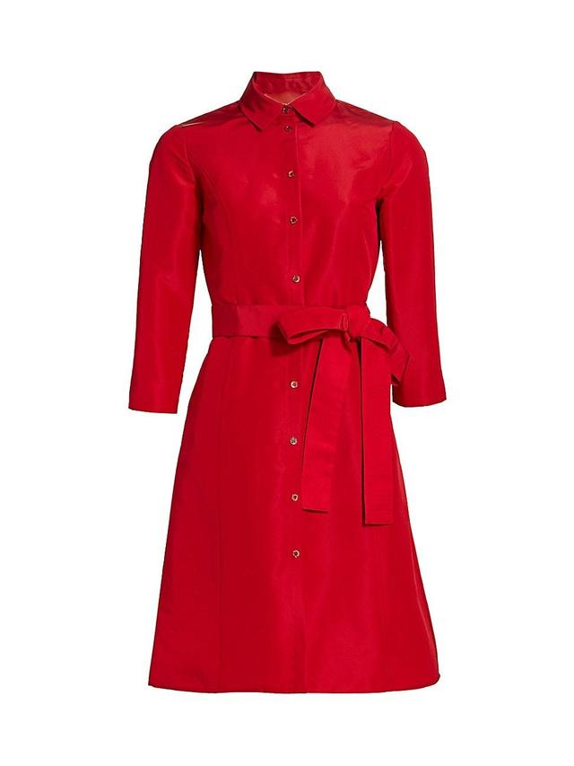 Womens Bracelet Sleeve Silk Shirtdress Product Image