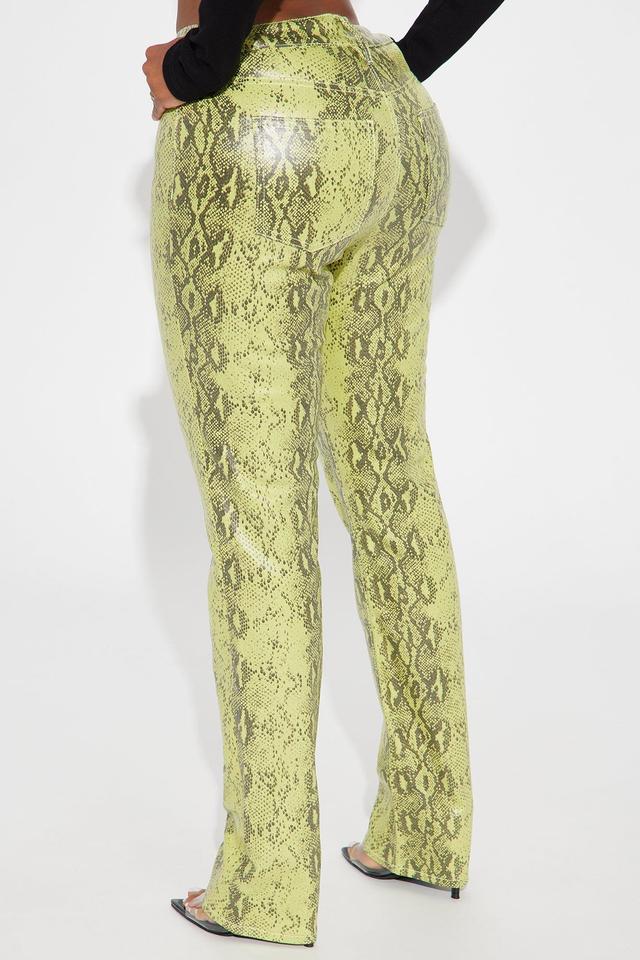 Iliana Faux Leather Slim Straight Pant - Lime Product Image