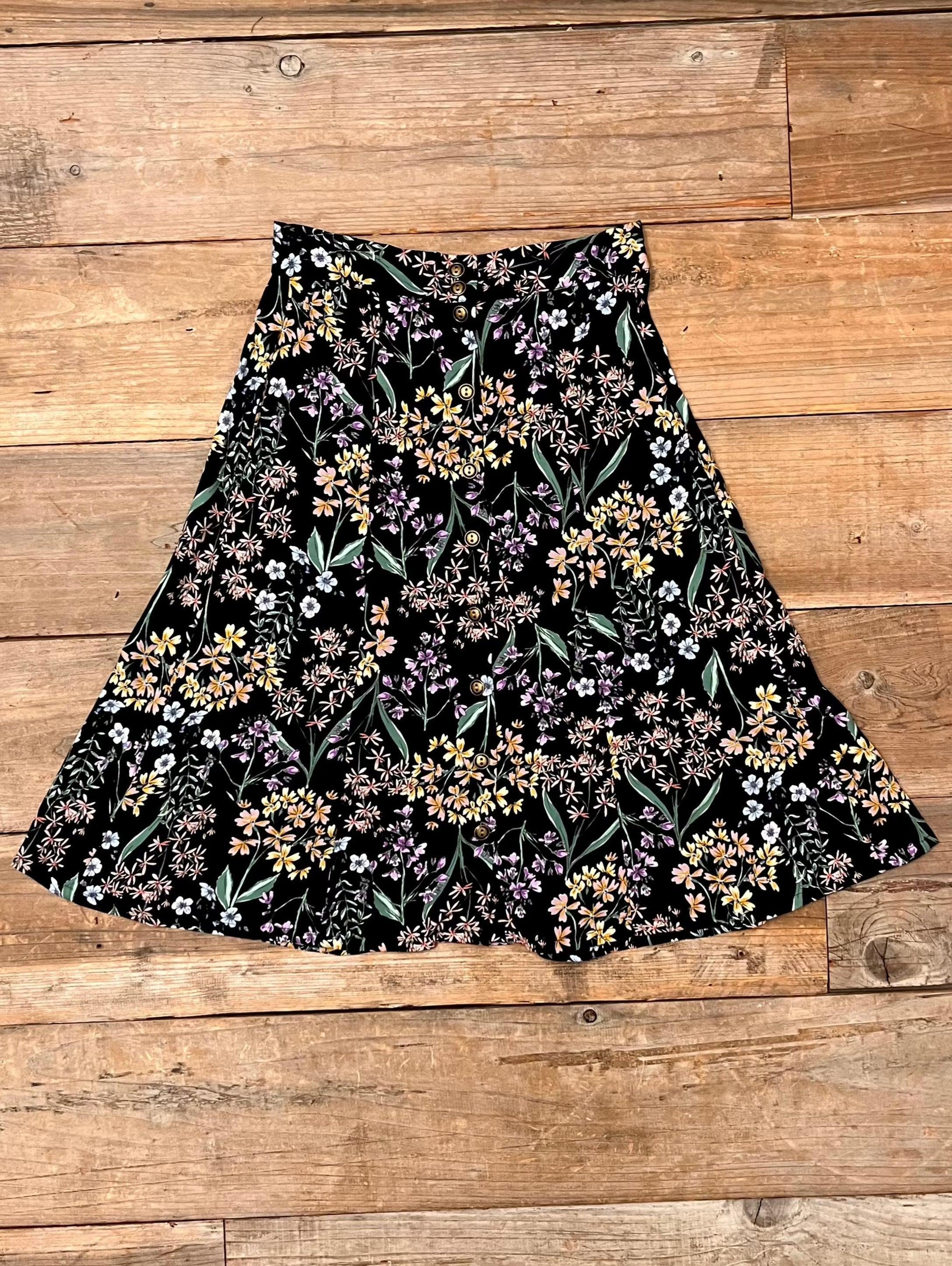 Bae Skirt in Black Herbal Challis Product Image