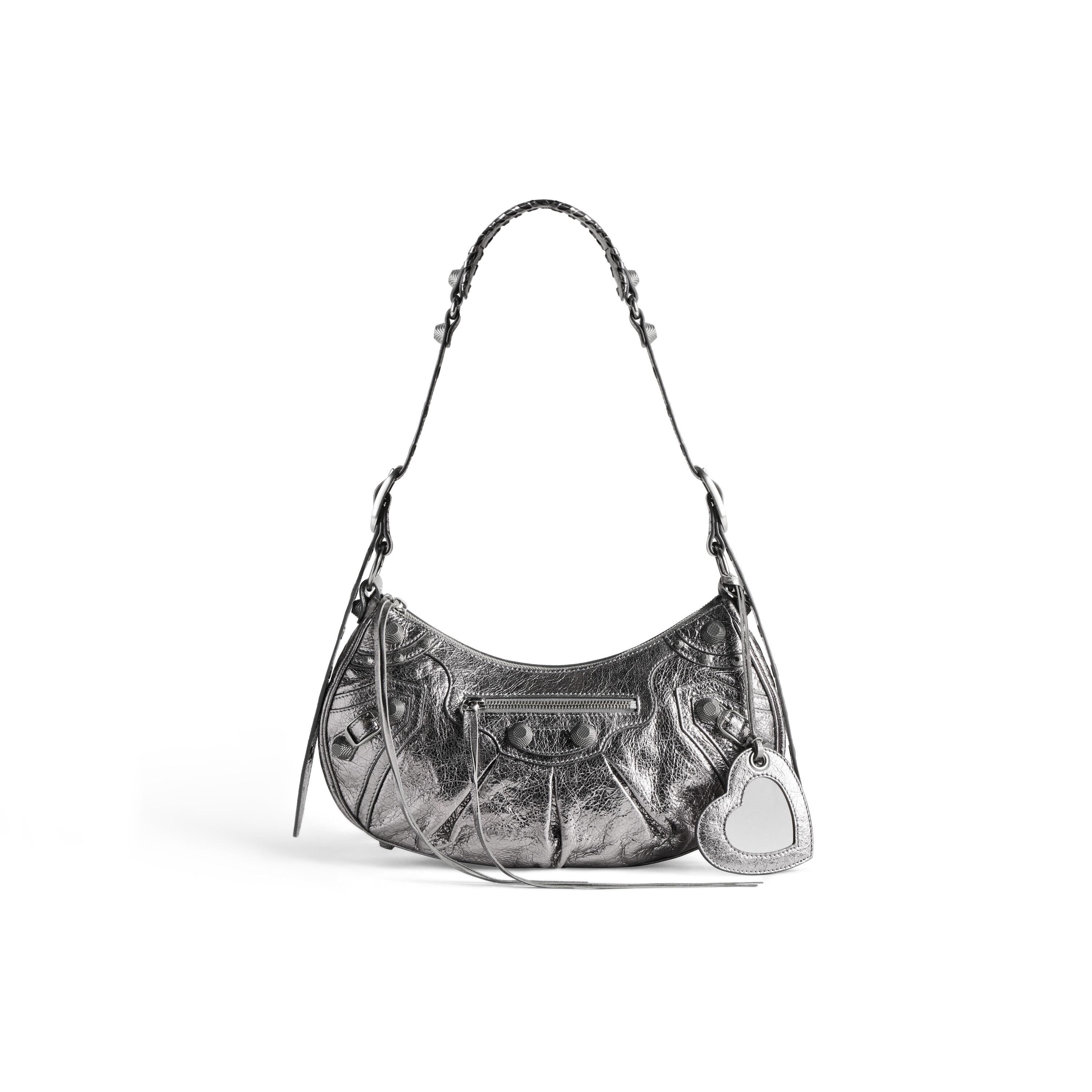 Women's Le Cagole Small Shoulder Bag Metallized in Silver Product Image