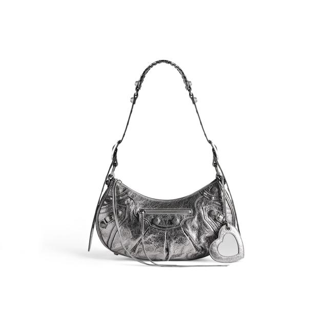 Women's Le Cagole Small Shoulder Bag Metallized in Silver Product Image