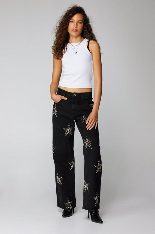 Star Studded Straight Leg Jeans product image