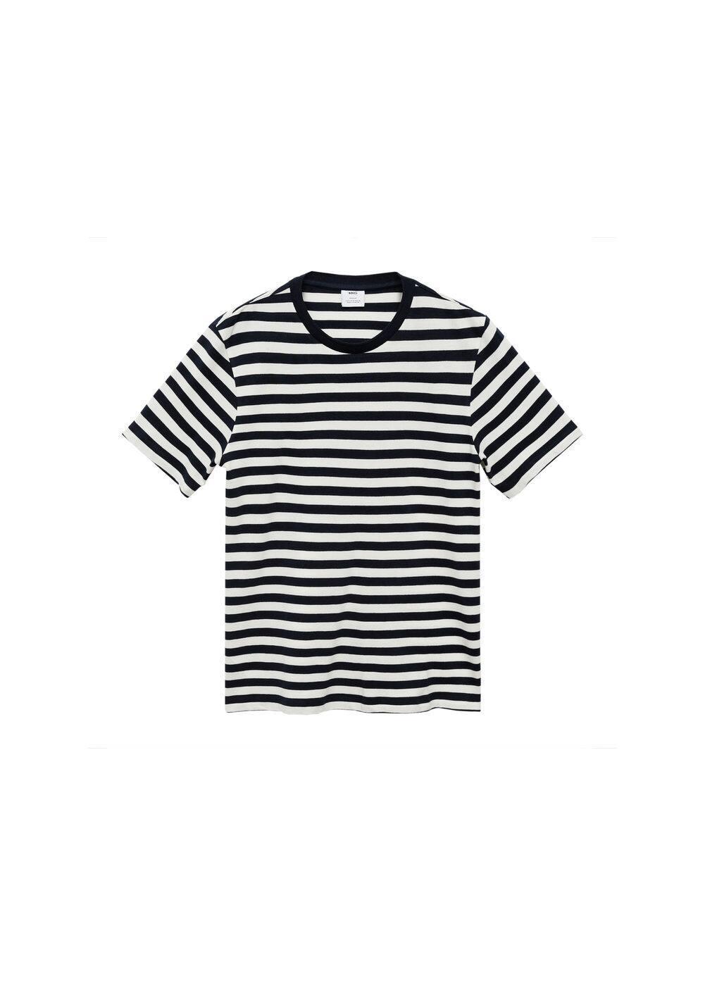 MANGO MAN - Regular fit 100% striped cotton t-shirt dark navyMen Product Image