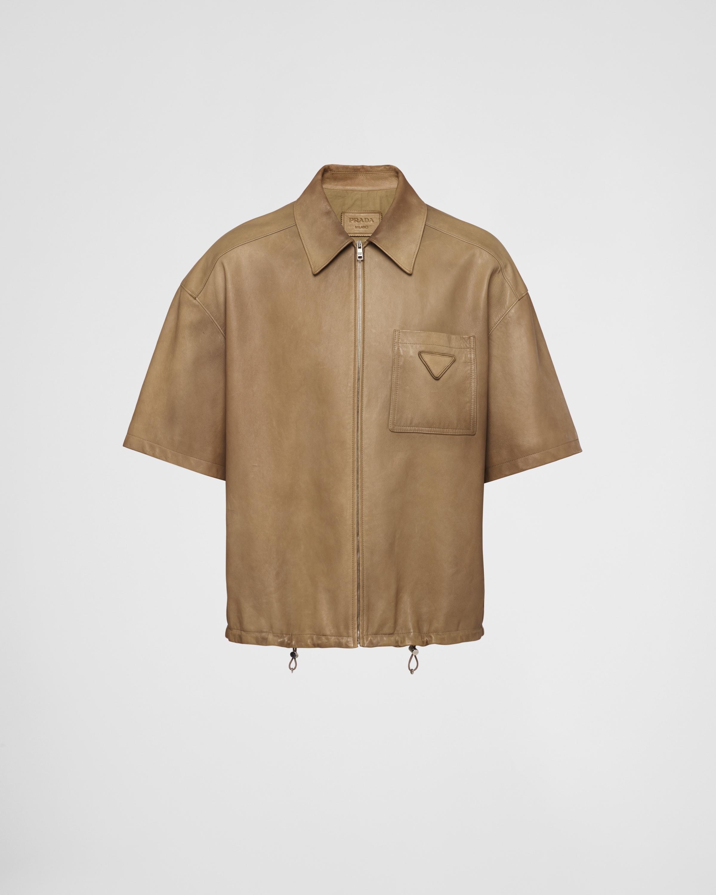 Short-sleeve nappa leather shirt Product Image