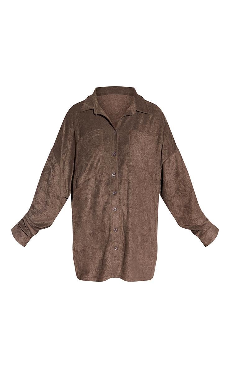 Brown Toweling Oversized Shirt Product Image