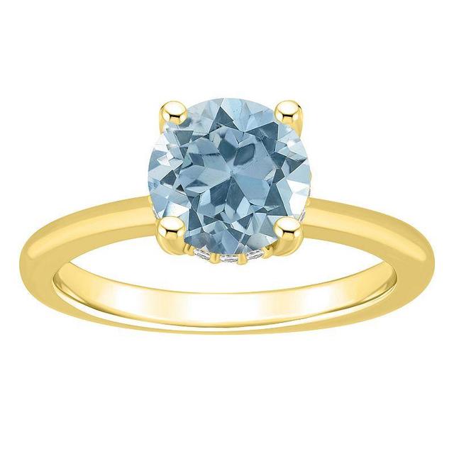 Alyson Layne 14k Gold Round Sky Blue Topaz & Diamond Accent Ring, Womens Product Image