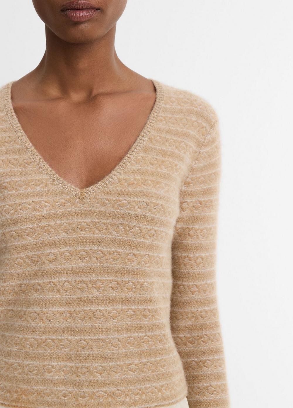 Fair Isle Cashmere V-Neck Sweater Product Image