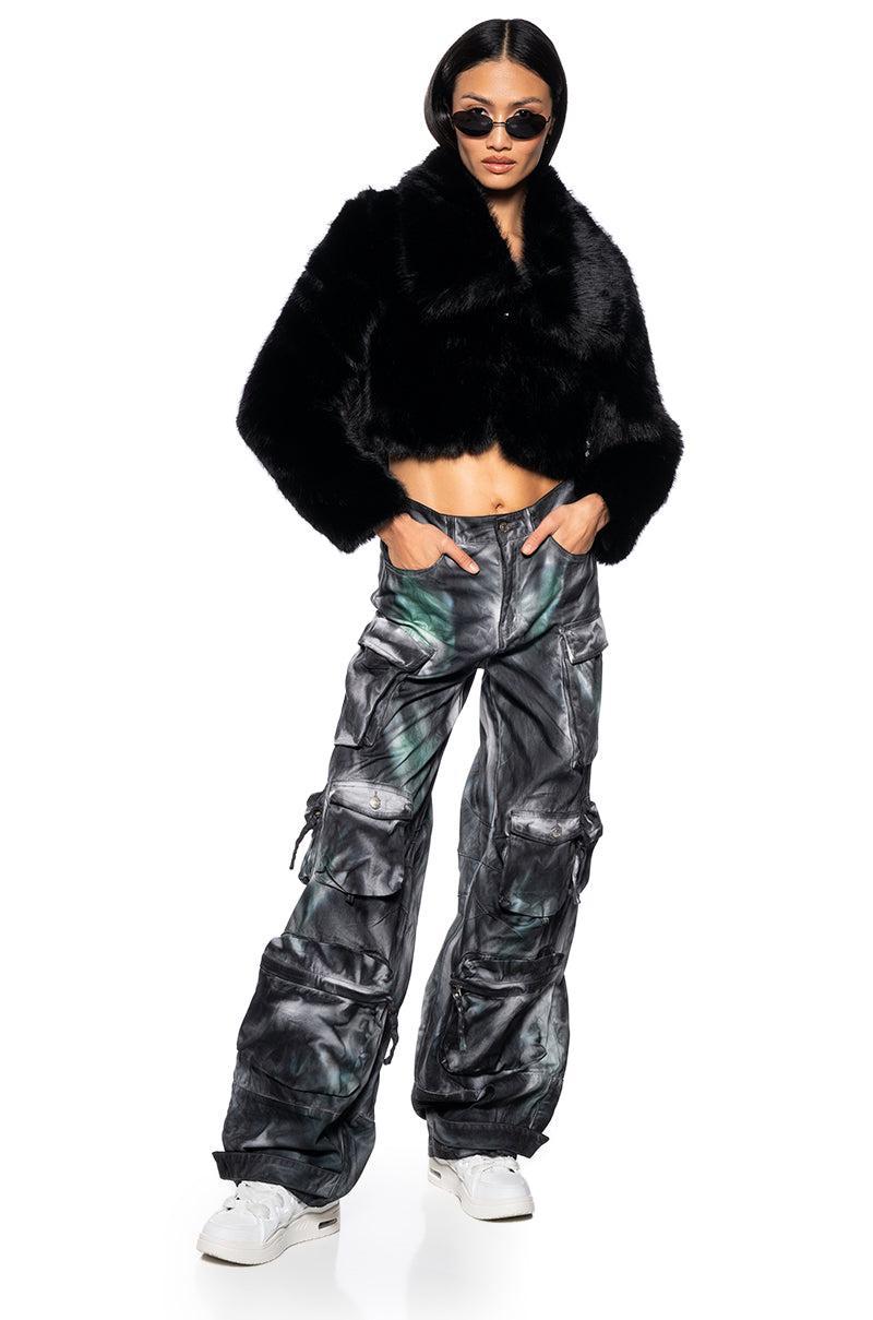 AZALEA WANG CADENCE FAUX FUR IN BLACK Product Image