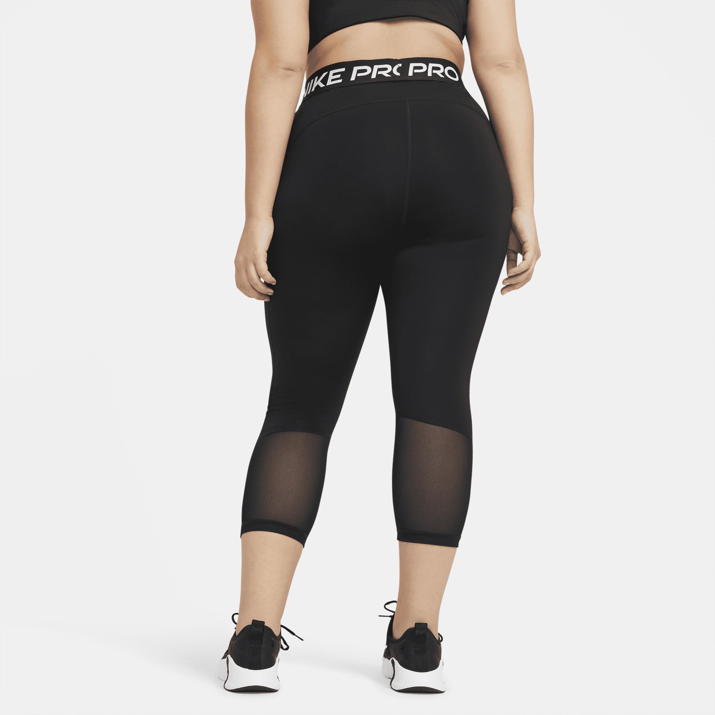 Women's Nike Pro Mid-Rise Crop Mesh Panel Leggings Product Image