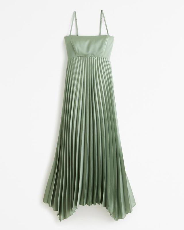 The A&F Giselle Clasp-Back Pleated Midi Dress Product Image