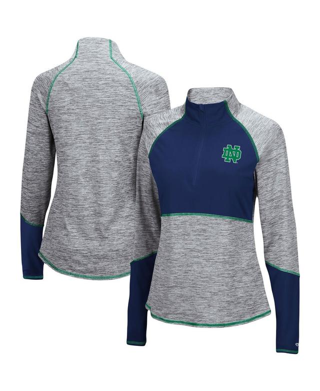 Womens Colosseum Heathered Gray Notre Dame Fighting Irish Color Block Space-Dye Raglan Quarter-Zip Top - Heathered Gray Product Image