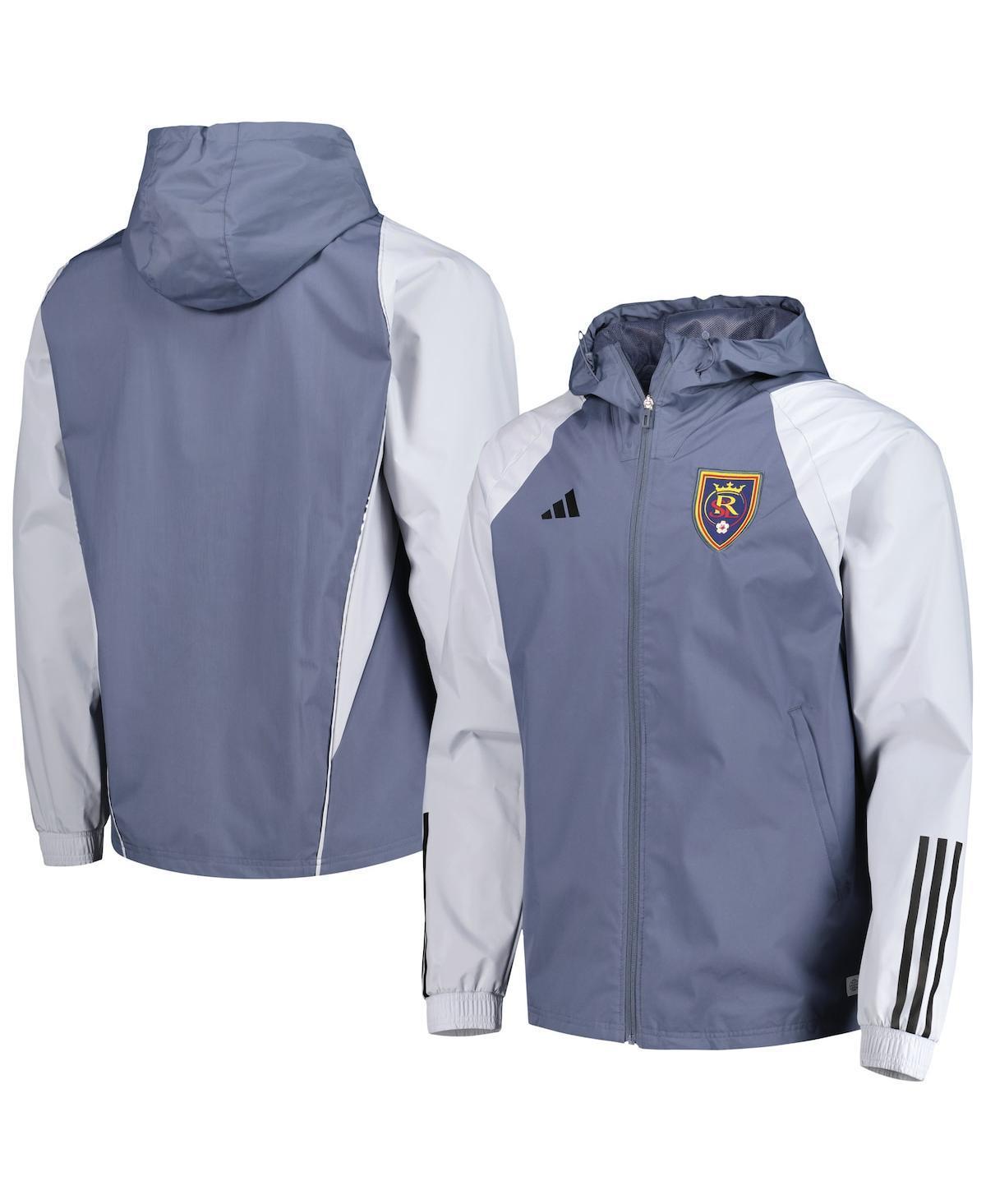 Mens adidas Charcoal Real Salt Lake All-Weather Raglan Hoodie Full-Zip Jacket Grey Product Image